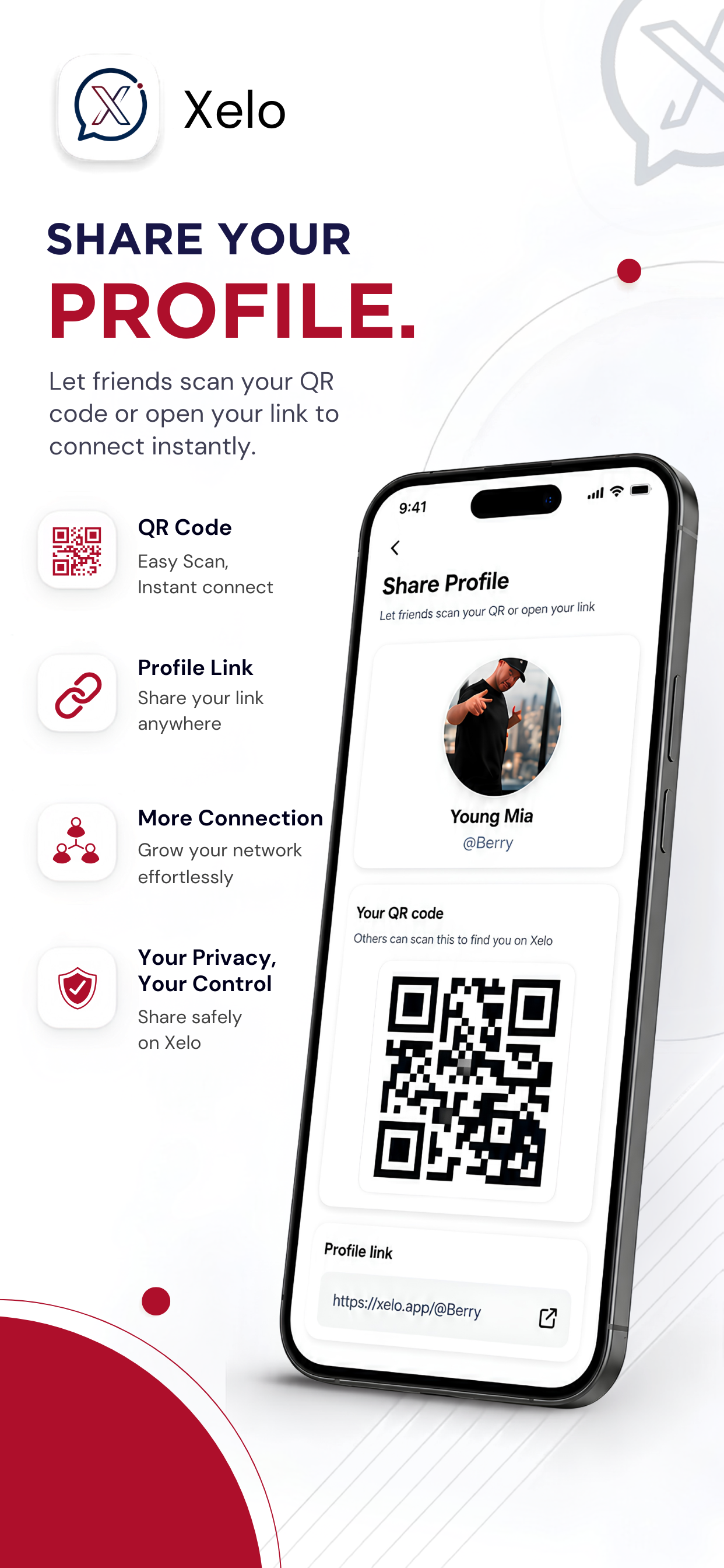 Xelo Messenger share profile screenshot